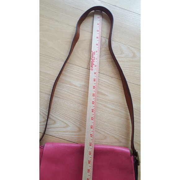 Fossil‎  Red/Coral Cowhide Leather Harper Flap Crossbody Bag Purse w/Key - Picture 6 of 16